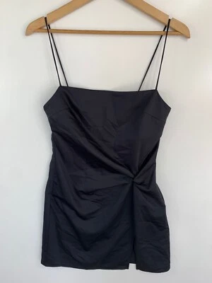 Vestido para mujer TOP SHOP talla 2 negro liso fruncido delantero sin mangas capucha cuello   Foto 1 de 4