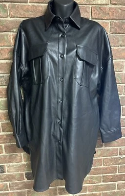 Chaqueta de cuero sintético de gran tamaño manga larga negra BB Dakota para mujer L Foto 1 de 4