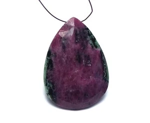 RUBY ZOISITE 47mm Faceted Teardrop Pendant Bead AAA NATURAL /P4 - Picture 1 of 2