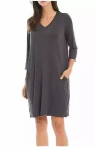 Vestido Camisa Eileen Fisher Gris Tejido Manga Larga Cuello en V Algodón Orgánico Talla XS NUEVO CON ETIQUETAS - Imagen 1 de 5