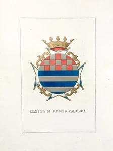 1882 ARALDICA STEMMA FAMIGLIA MANTICA REGGIO CALABRIA Litografia - Imagen 1 de 1