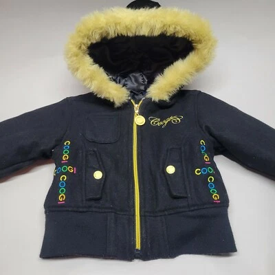  Abrigo Coogi Invierno Parka Capucha Negro Bordado Color Negro Niñas 2T Lana Niño  Foto 1 de 4