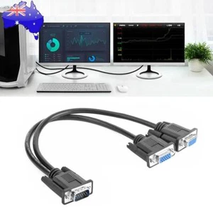 VGA Splitter Cable 1 Computer to Dual 2 Monitor Male to Female Adapter Wire - Afbeelding 1 van 11