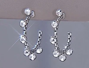 JAI John Hardy Sterling Silver Hammered Bead 1" Hoop Earrings - Picture 1 of 4