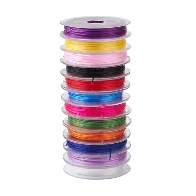 12 Rolls Flat Elastic Crystal Beading Cord Stretch Thread String Jewelry Making - Image 1 of 4