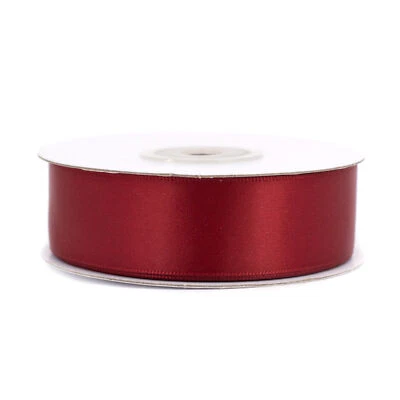 Doppelseitiges Satinband 25mm x 20m Schleifenband Geschenkband Stoffband Weinrot - Bild 1 von 4
