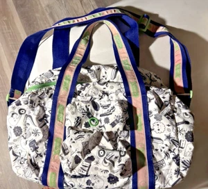 LeSportsac Artist-in-Residence White black print duffel bag - Picture 1 of 22