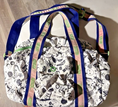 Bolso de Lona LeSportsac Artist-in-Residence Blanco Estampado Negro Foto 1 de 4