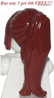 ☀️NEW Lego Minifig Hair Female Girl LONG DARK RED Friends Pony Tail Princess - Image 1 of 4