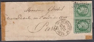 LETTRE FRANCE EMPIRE N° 12 EN PAIRE OBLITERATION DU 18 MAI 58 COTE 400 € A VOIR - Picture 1 of 3