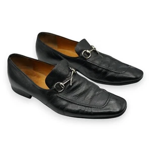 Gucci Horsebit Men's Loafers Black Size 44 Made in Italy #81809 - Picture 1 of 12