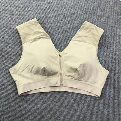 Tommie Copper Shoulder Support Bra Womens 3XL Beige Front Zip Sports Mesh Panels - Image 1 of 4