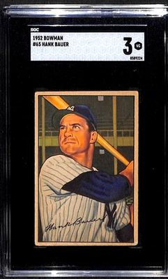 Bowman #65 1952 Hank Bauer - Yankees de Nueva York - SGC 3 Foto 1 de 2