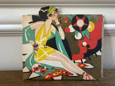 VINTAGE 1920'S ART DECO FLAPPER BRIDGE SCORE PAD AUCTION TALLY BOOK UNUSED - Image 1 of 4