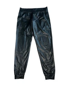 Commando Faux Women’s Black Vegan Leather Pull On Jogger Pant Size L - Picture 1 of 4