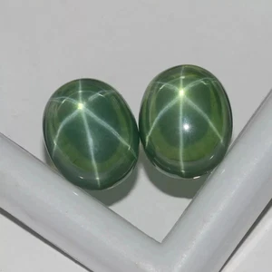 18 Ct A+Natural Green Six Rays Star Sapphire Oval Cabochon CertifieLooseGemstone - Picture 1 of 7