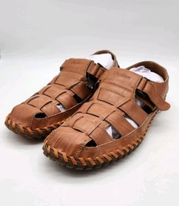 Summer Shoes Men's Leather Sandals Cut Out Close Toe Sandles Sport Sandal Sz 12 - Picture 1 of 10