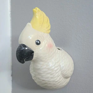 Vtg Cockatoo Wall Pocket Ceramic Plant Holder Tropical Bird Head  - Picture 1 of 6