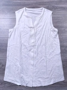 Camiseta sin mangas Lands End túnica para mujer mediana 10-12 blanca con botones sin mangas verano - Imagen 1 de 6