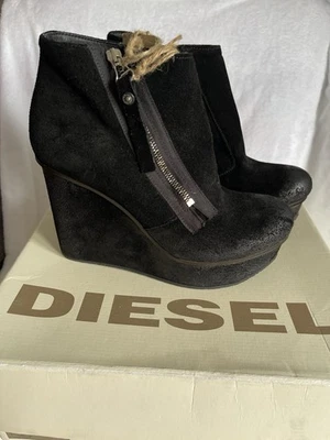 DIESEL WOMENS BLAIREY BLACK PLATFORM ANKLE BOOT SIZE 6, EU 40 — 第 1/4 张图片