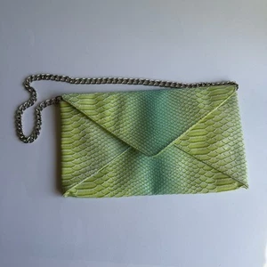 Jessica McClintock Faux Snakeskin Clutch Evening Bag green/yellow/turquoise - Picture 1 of 9