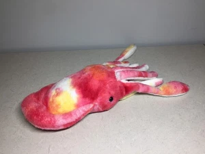 Handmade plush squid fish pink white tie dye medium stuffed animal soft fleece - Picture 1 of 6