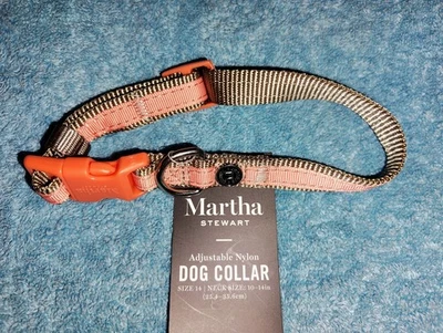 Collar ajustable de nailon para perro Martha Stewart TALLA 14 coral Foto 1 de 3