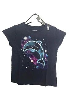 Girls New Navy Dolphin Graphic T-Shirt NWT Childrens Place Constellation - Picture 1 of 3