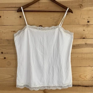 Ann Taylor Y2K Lace Trim Cami Slip Tank Top White Layering XL - Picture 1 of 3