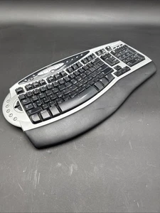 Microsoft Wireless Comfort Keyboard 1.0A 1027 Black Silver Ergonomic-No Receiver - Picture 1 of 6