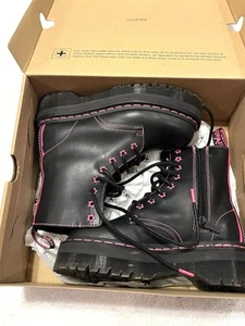 Dr Martens Jadon II Star Boots Womens 6 Platform Black Neon Pink Leather W/Box - Picture 1 of 11