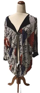 TS TAKING SHAPE Japanese Print Double Layer Reversible Cardi Size S (16-18) - Picture 1 of 6