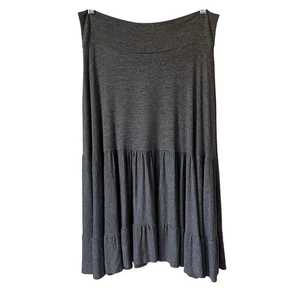 Sundance Gray Tiered Ruffle Skirt M Knee Length Stretch Boho Casual Minimalist - Picture 1 of 9