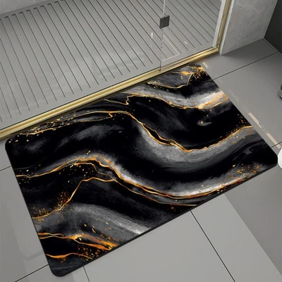 Badematte rutschfest saugfähig Badvorleger Badezimmerteppich Schwarz-003 - Bild 1 von 4