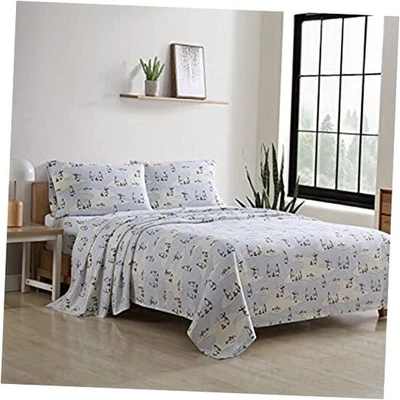  - Sábanas, Juego de Cama de Franela de Algodón, Cepillado King Patinaje Pingüino Azul Claro Foto 1 de 4