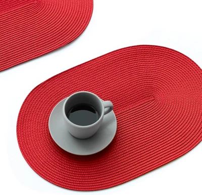 Juego de 6 manteles trenzados ovalados para mesas de comedor tejidos lavables no Foto 1 de 4