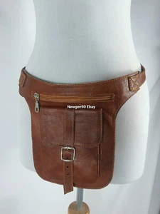 Leather Hip Bag Leather Fanny Pack Leather Belt Bag Travel Belt Holster Bag - Picture 1 of 7
