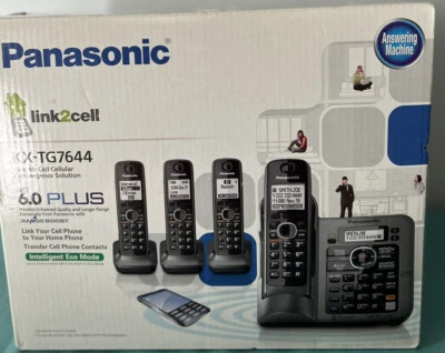 Panasonic KX-TG7644M,Dect 6. 0 PLUS Four Handsets Single Line Cordless Phone - Image 1 of 4