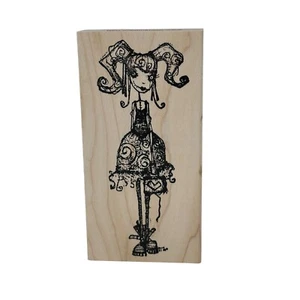 Único Funky Extravagante Niña Madera Goma Sello Stampotique Arte Artesanía Torrente - Imagen 1 de 7