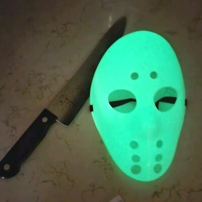 Friday the 13th Jason Voorhees Brillante Máscara de Hockey Cuchillo Falso Disfraz de Halloween Foto 1 de 4