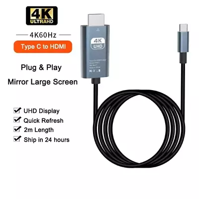 HDMI zu USB-C Kabel 4K UHD Typ C auf HDMI für Samsung Huawei Sony Xiaomi TV - Bild 1 von 4