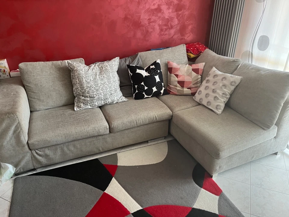 divano letto con penisola grigio argento completamente sfoderabile - Immagine 1 di 1