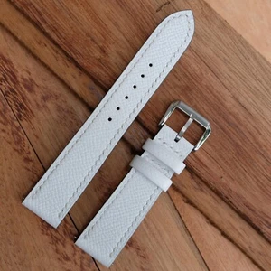 White Epsom Leather Watch Strap & Band Men's 14-26mm Handmade Straps - Picture 1 of 8