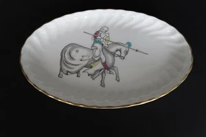 Minton Bone China Mittelalter Ritter Kreuzritter zu Pferd ovaler Schmuckteller - Bild 1 von 10