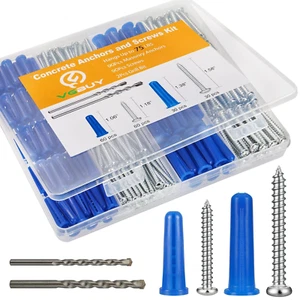 180PCS Conical Concrete Anchors and Screws Assortment Kit, 90PCS Concrete Wall A - Picture 1 of 6