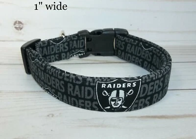 HANDMADE Las Vegas Raiders NFL Terri's Dog Collar custom made adjustable made with fabric