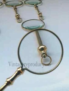 lente d'ingrandimento ottone vintage nautica tavolo decorativo da collezione regalo - Foto 1 di 5