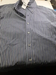 Pell & Co. 100% Linen Long Sleeve Shirt Men L Blue Stripe collar $175 MSRP - Picture 1 of 10