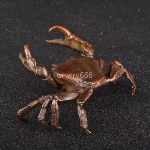 Chinese Collectible Old Pure Copper Handwork Antique Crab Little Ornament Statue - Picture 1 of 7