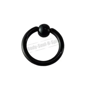 Forma circular negra ("Hoop") 8 mm BSR Body bola anillo nasal labios acero 316L - Imagen 1 de 6